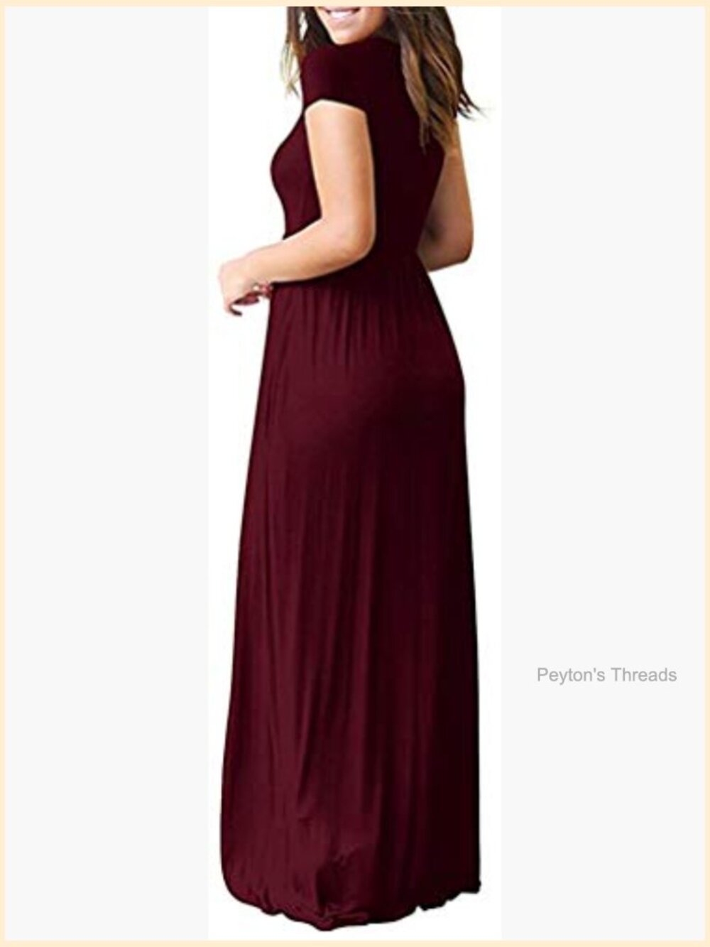 Women's Short Sleeve Maxi Dress with Pockets A-Line Loose Comfy Long Dress - Picture 2 of 7